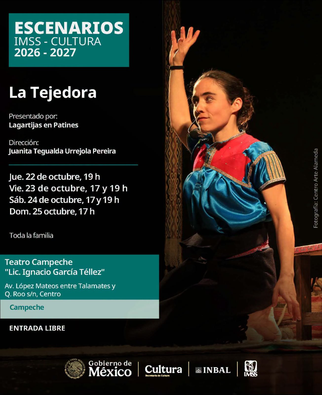 El Teatro del IMSS ofrecerá funciones de la obra La Tejedora el sábado y domingo.