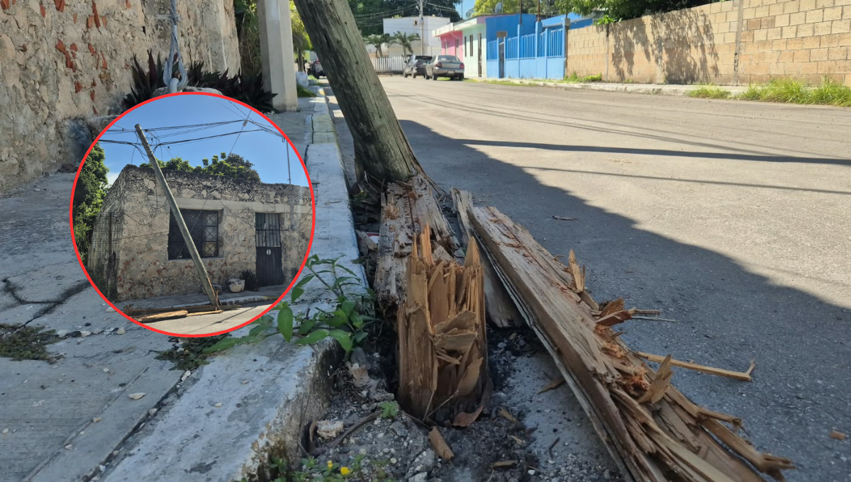 Vecinos de Pozo del Gato expresaron temor por un poste de madera a punto de caer.
