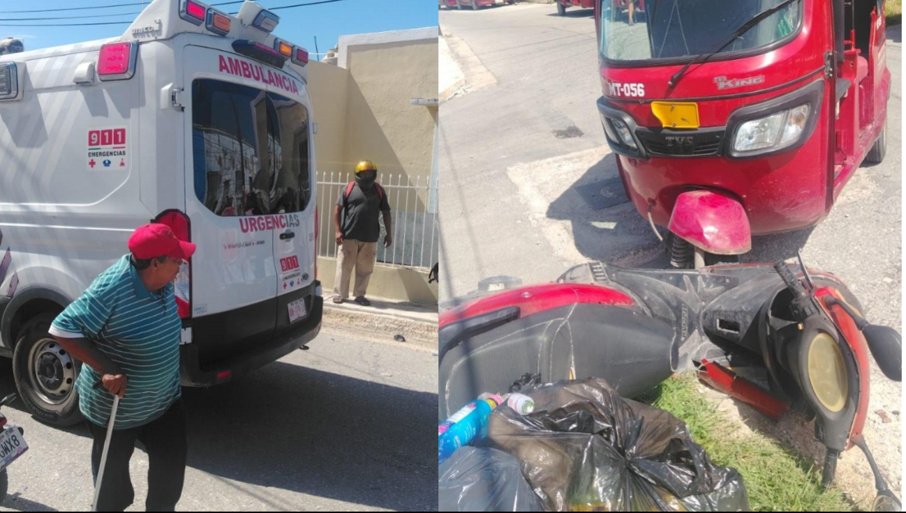 Un choque entre un mototaxi y una motocicleta dejó un lesionado en el Centro de Seybaplaya.