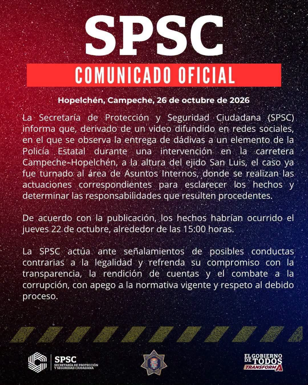 Spsc Images Investigan a policía de Campeche por presunta mordida en carretera a ...