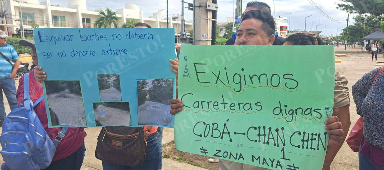 Los manifestantes pidieron la intervención de las autoridades municipales y estatales para mejorar la conexión entre Quintana Roo y Yucatán