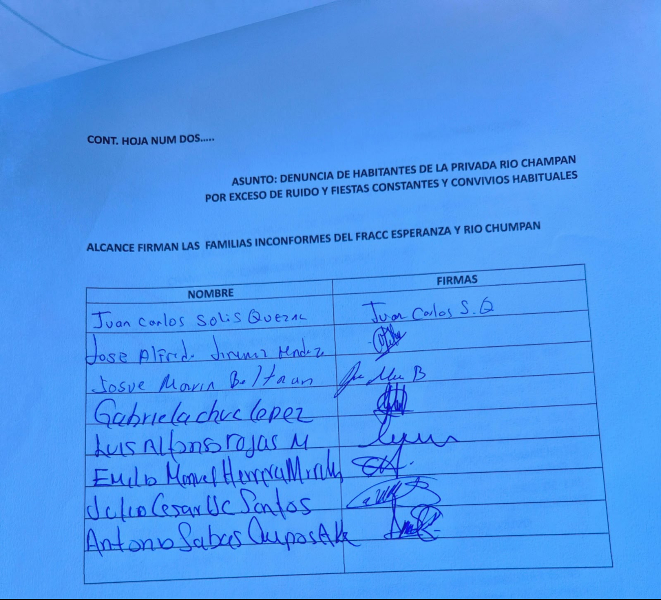 Diversos ciudadanos firmaron un oficio formal para exigir la actuación de las autoridades locales.