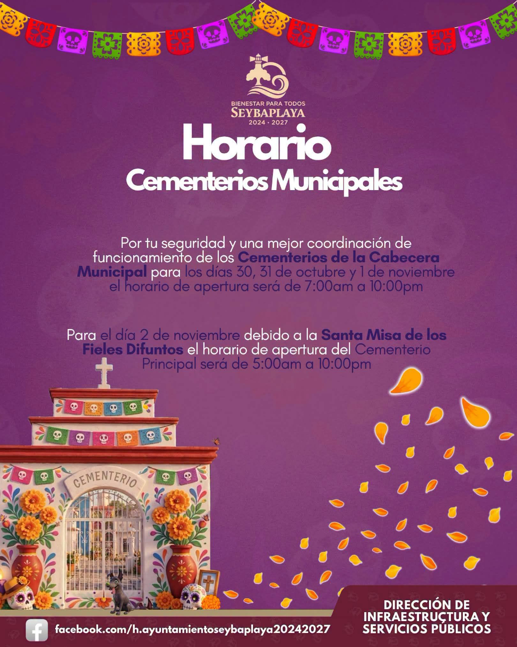 Los cementerios de Seybaplaya tendrán horarios ampliados durante las festividades.