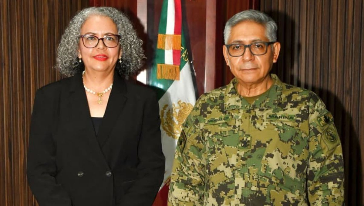 Graciela Domínguez Nava, gobernadora interina de Sinaloa y Raymundo Pedro Morales Ángeles, secretario de Marina