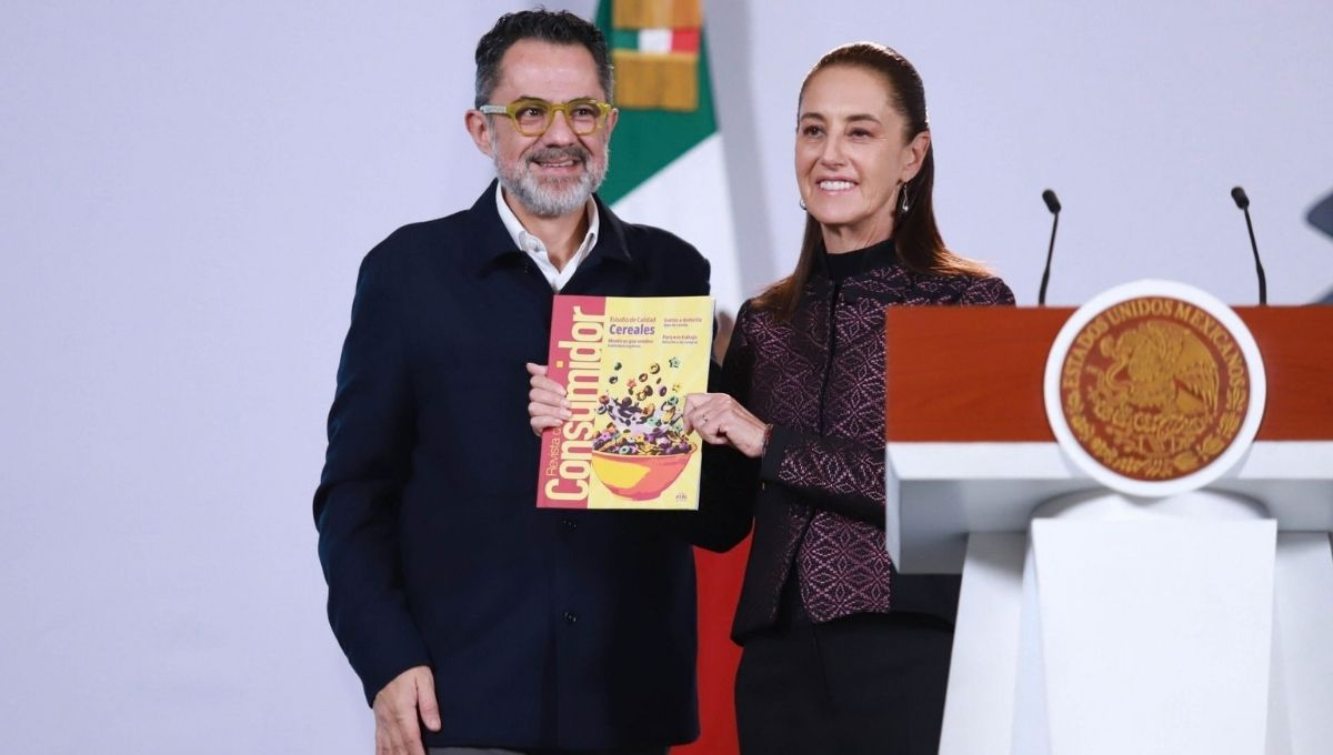 Iván Escalante. titular de Profeco y la presidenta de México, Claudia Sheinbaum