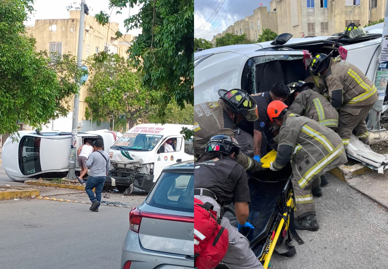 Bomberos utilizaron equipo especializado para rescatar a las dos personas prensadas