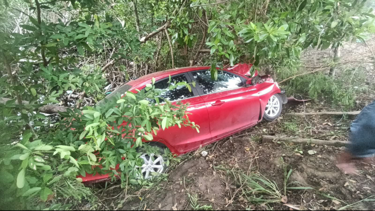Un aparatoso choque contra un árbol se registró cerca del puente San Pedro en Nuevo Campechito.