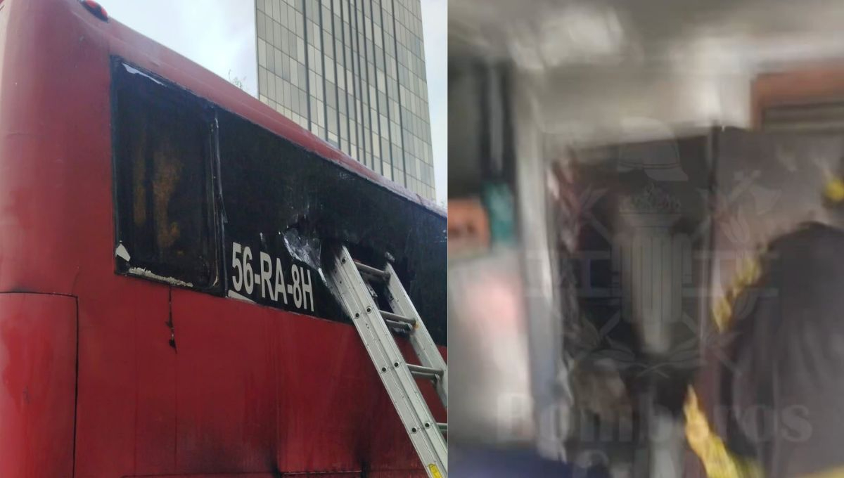 Autobús de pasajeros se incendia sobre Paseo de la Reforma, el conductor tuvo crisis nerviosa