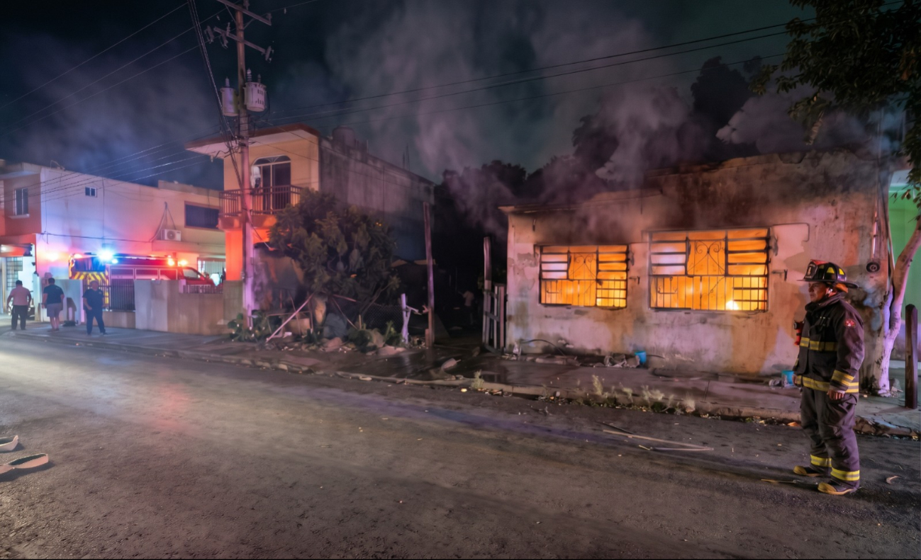 Las llamas consumieron el interior de la vivienda; no hubo lesionados.