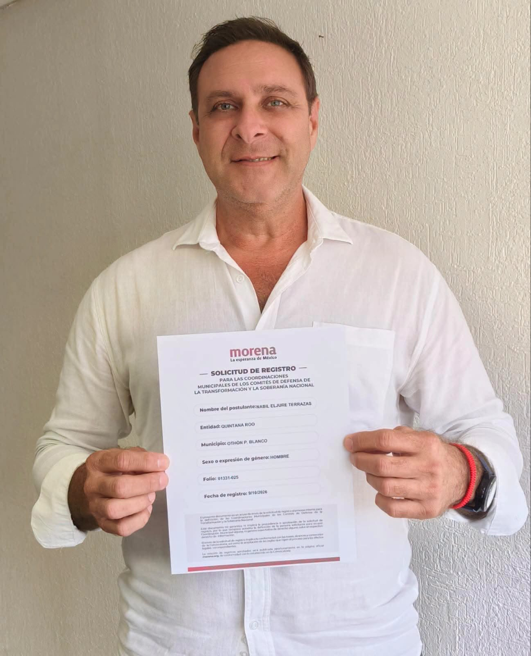 Nabil Eljure Terrazas anunció su inscripción en el proceso para definir la Coordinación Municipal de los Comités de Defensa de la Transformación y la Soberanía Nacional en Othón P. Blanco.