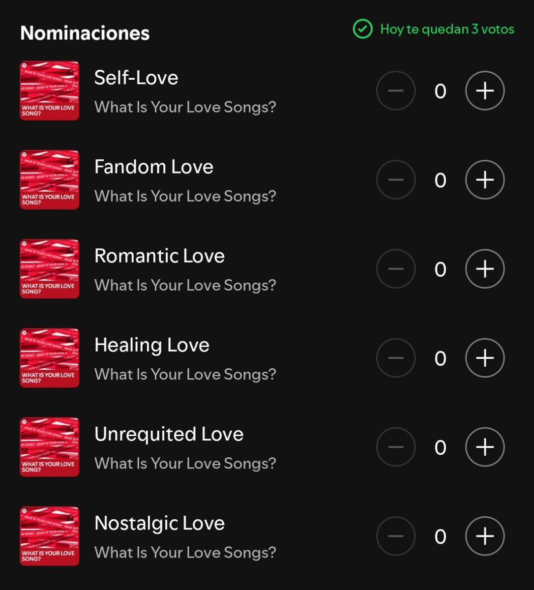Votos desde Spotify para el próximo lanzamiento.