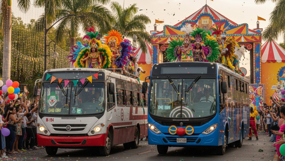 Habrá 10 formas de llegar a Xmatkuil al Carnaval de Mérida 2026 con transporte gratis y del Va y Ven