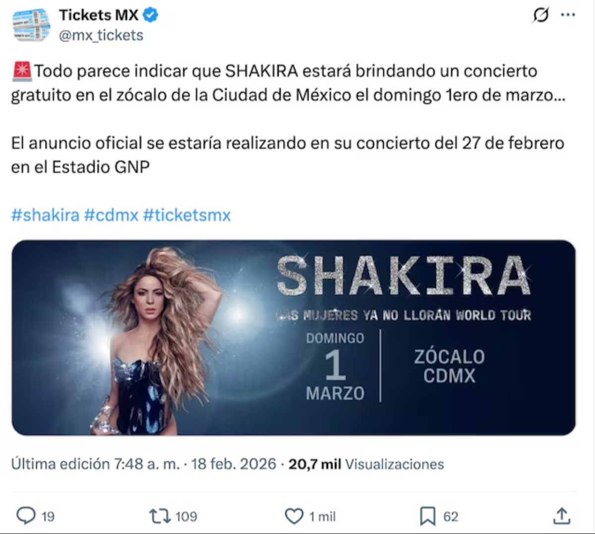 Imágenes del supuesto concierto de Shakira en la CDMX.