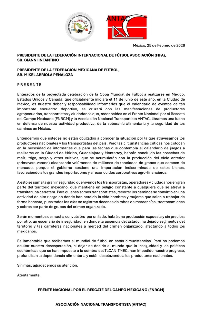 En el comunicado, las agrupaciones expresaron que no buscan deslucir la celebración deportiva