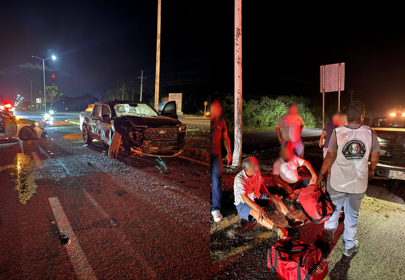 Fuerte accidente en Bacalar, dejó lesionados y vehículos dañados