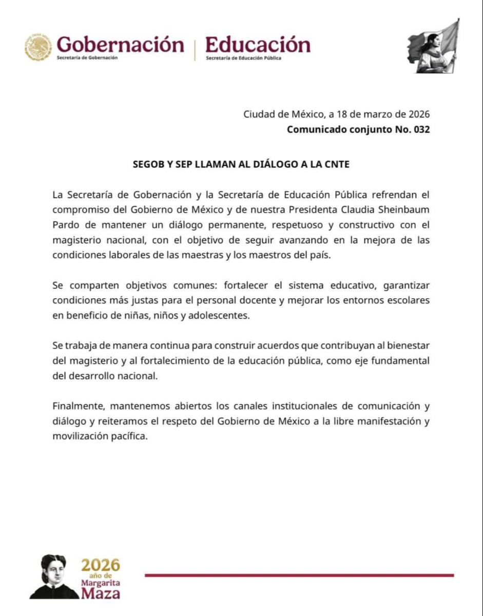 Comunicado de la SEP y SEGOB.