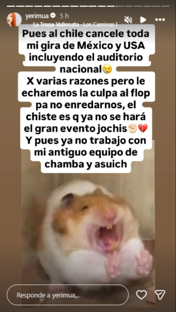 Yeri Mua explica porque canceló su gira en México y USA.