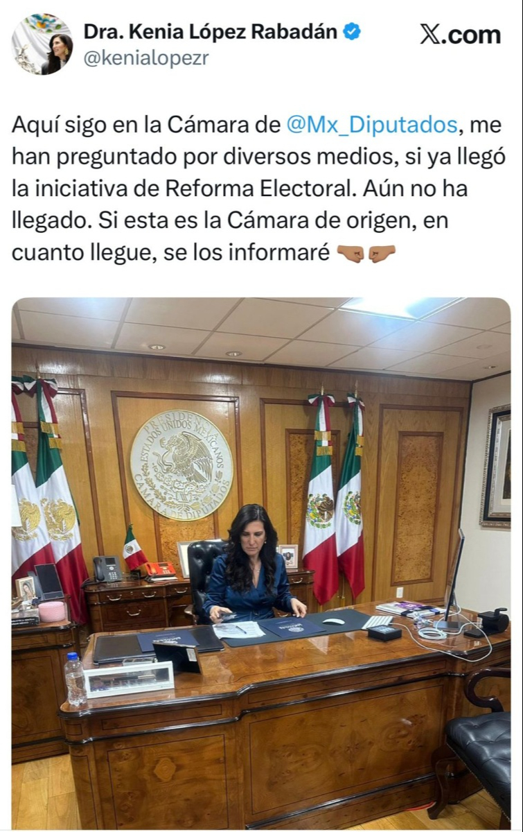 Kenia López asegura que no ha recibido la propuesta de Reforma Electoral.