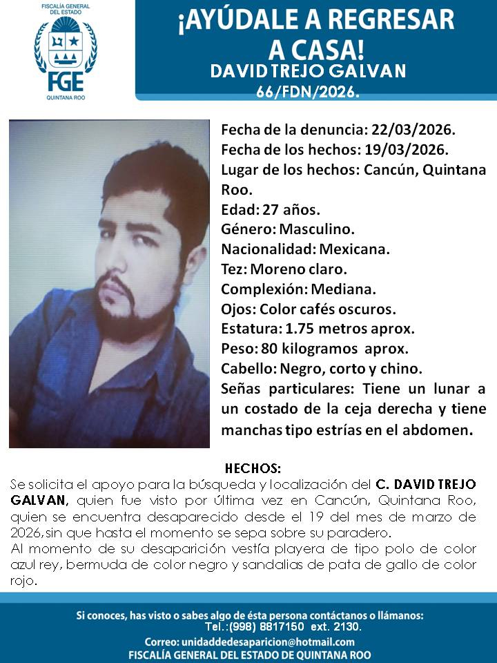 El joven corresponde al nombre de David Trejo Galván