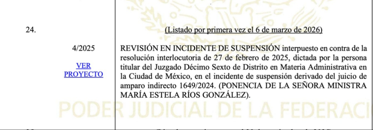 Incidente de suspensión derivado del juicio de amparo indirecto 1649/2024
