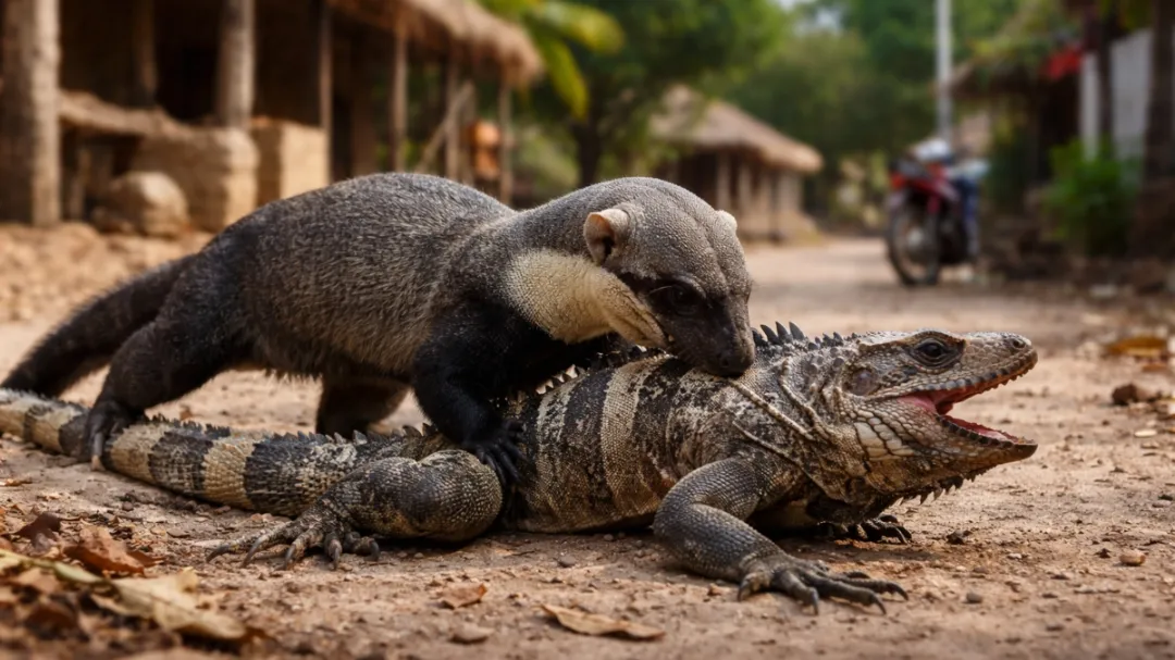 Captan a un grisón cazando una iguana en Yucatán