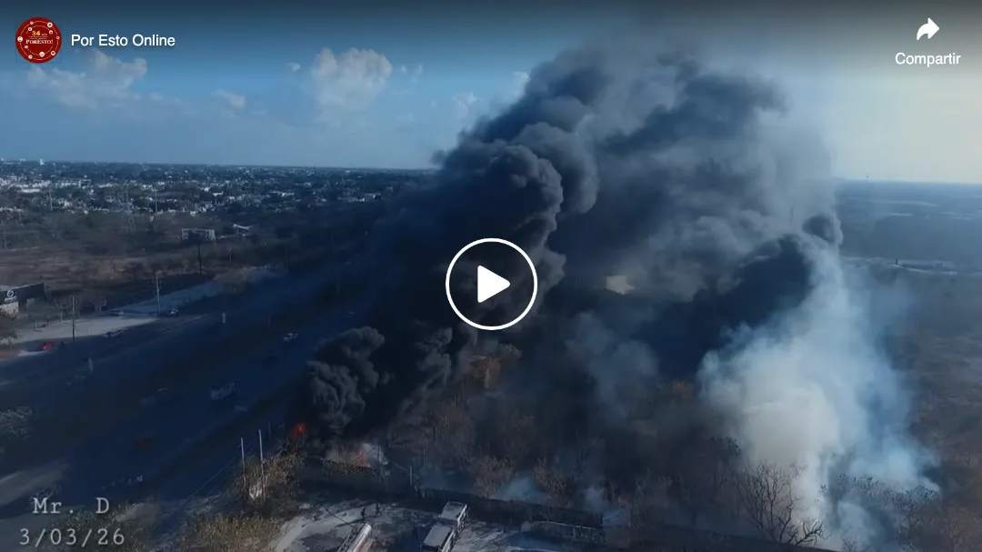 Incendio consume un terreno en Mérida; ¡se veía a kilómetros!
