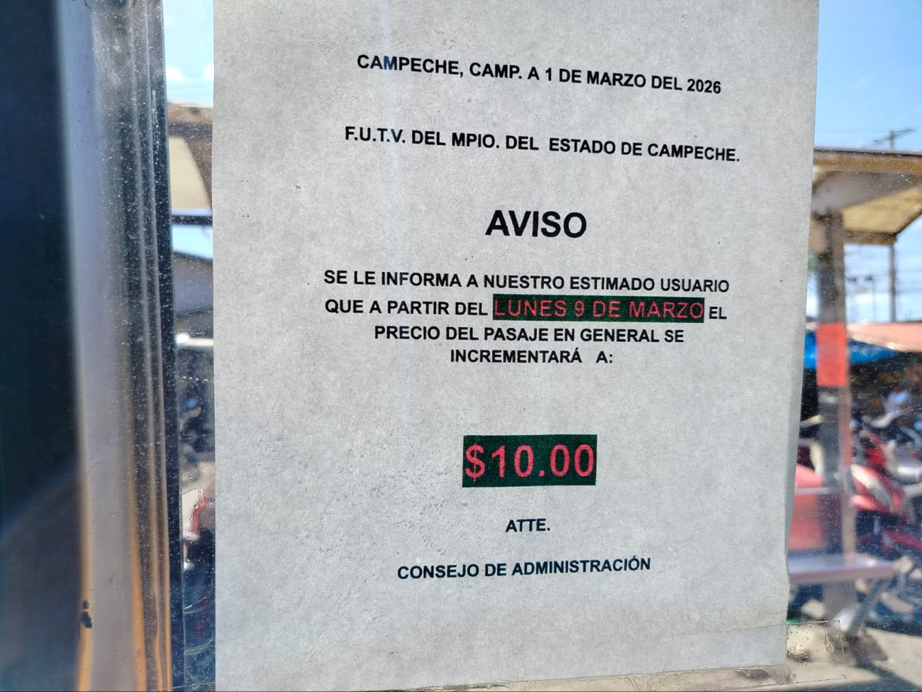 El alza fue notificada mediante oficio a la Agencia Reguladora del Transporte (ARTEC).