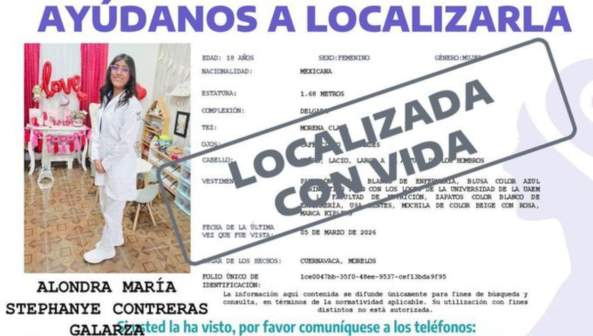 Este viernes, las autoridades confirmaron que la estudiante fue localizada con vida