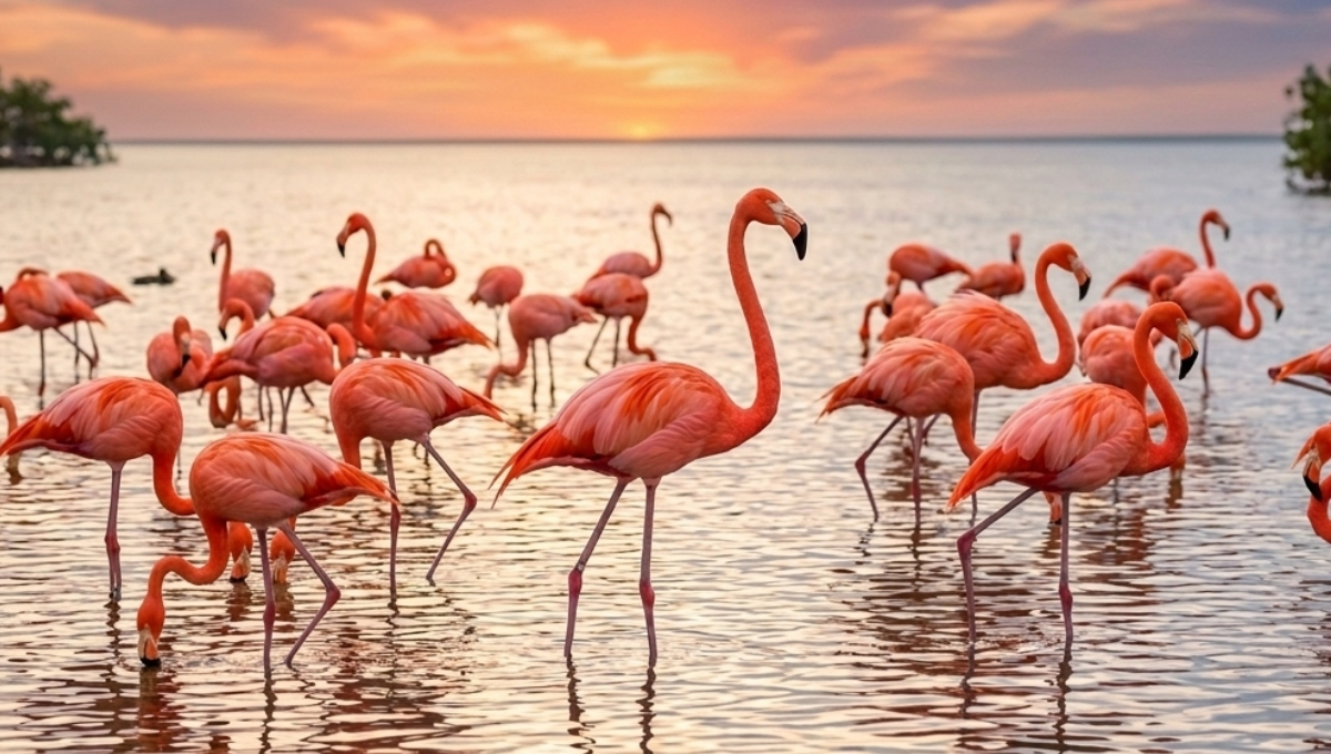 La especie que se observa en la Península de Yucatán es el flamenco americano o flamenco del caribe