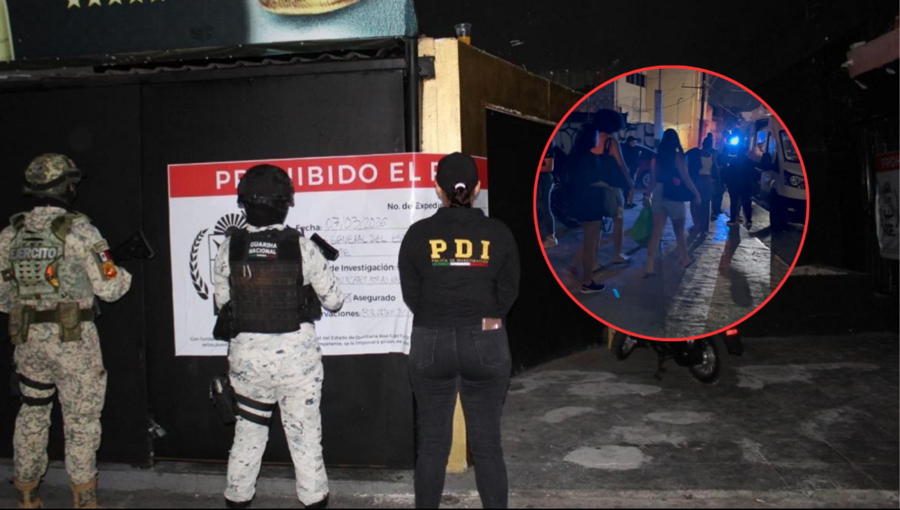 Autoridades rescataron 39 mujeres presuntamente víctimas de trata de personas durante un cateo en un bar de Benito Juárez.