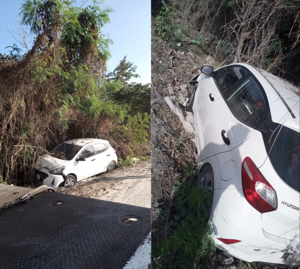 Al volantear de manera repentina, el conductor perdió el control del automóvil y terminó saliéndose de la cinta asfáltica