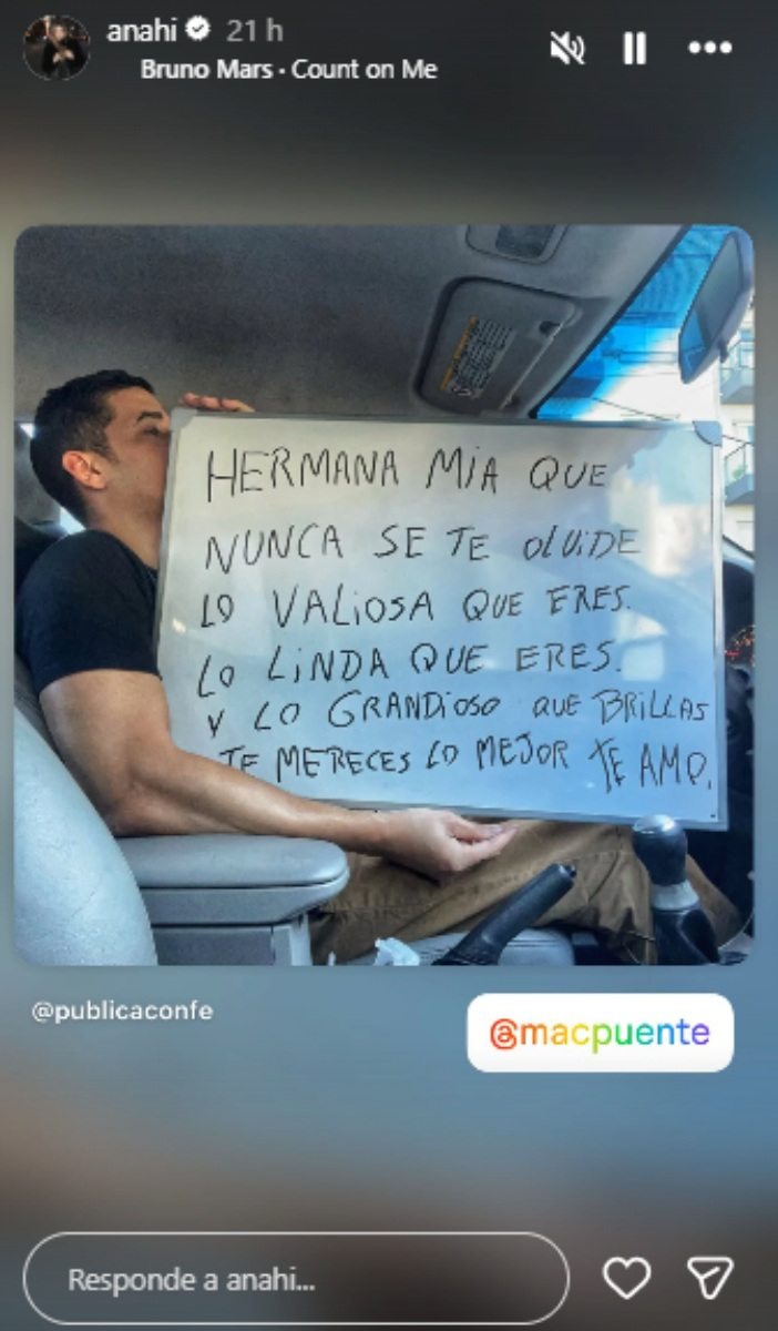 Anahí manda mensaje de apoyo a Marichelo en sus redes sociales.