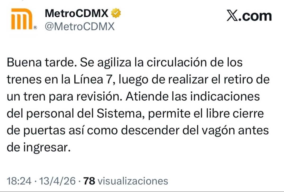 Metro CDMX explica lo sucedido en la estación Constituyentes.