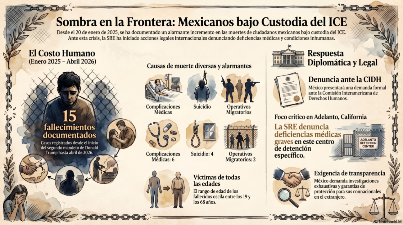 El Gobierno de México informó que existen distintas causas en los casos de muertos en centros migratorios de ICE