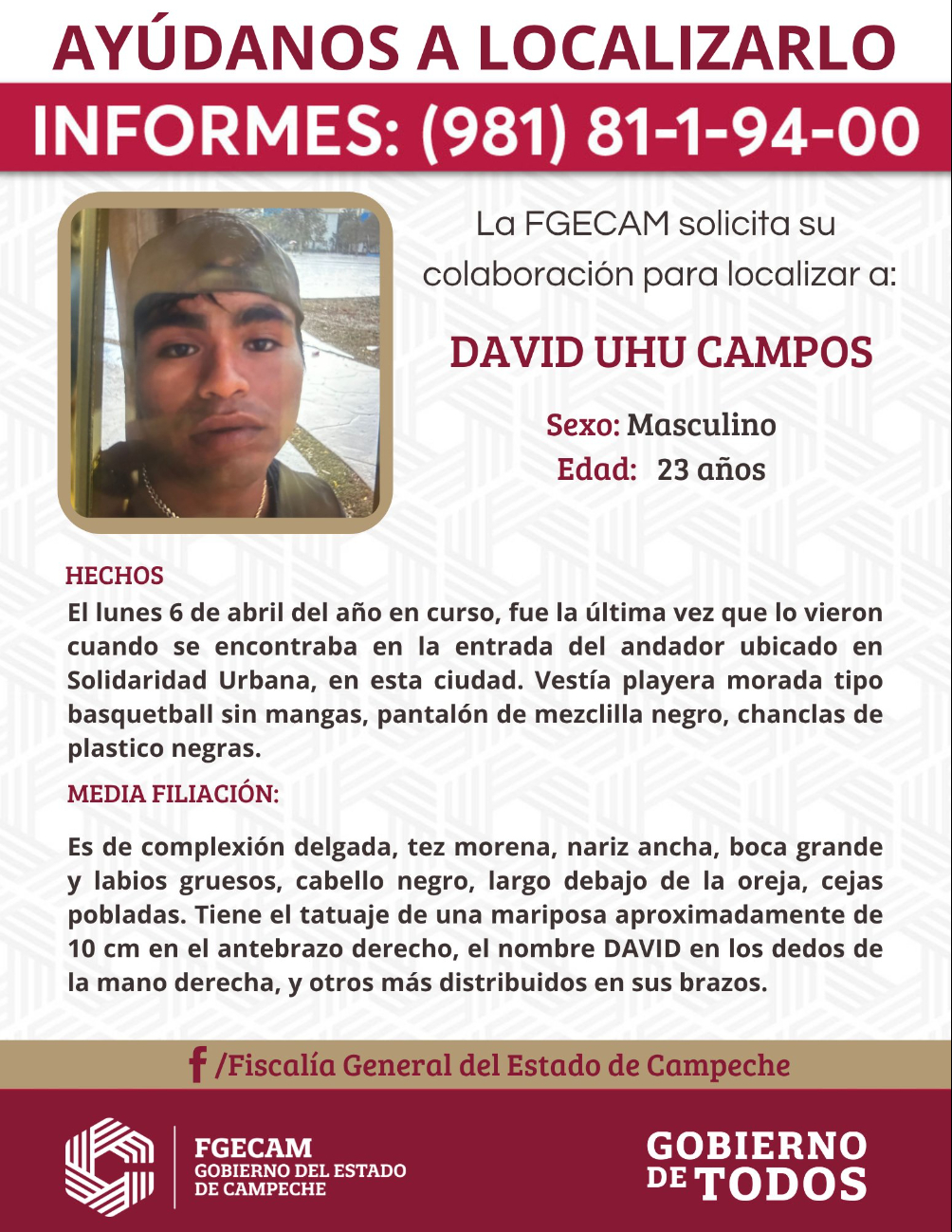 La Fiscalía activó ficha de búsqueda.