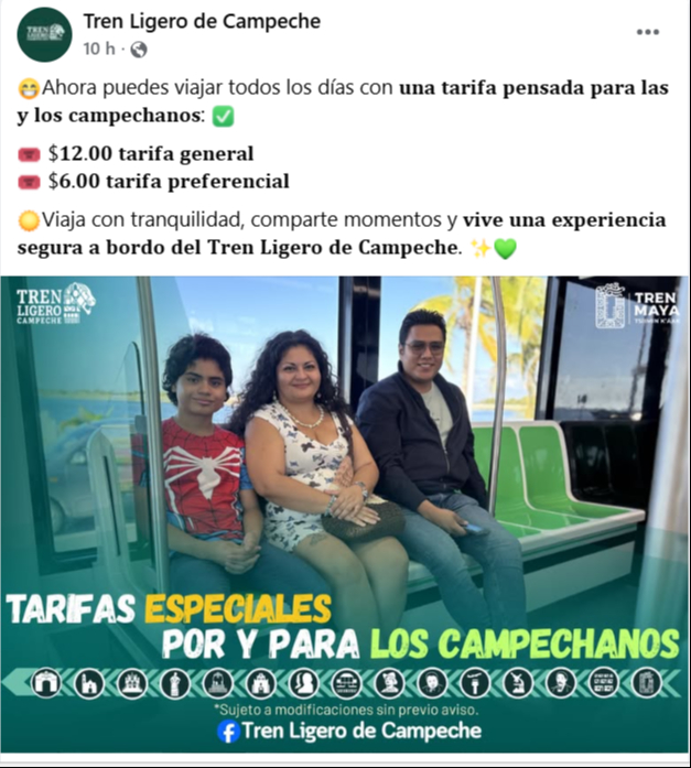 Pasaje será de 12 pesos general y 6 pesos preferencial para locales.