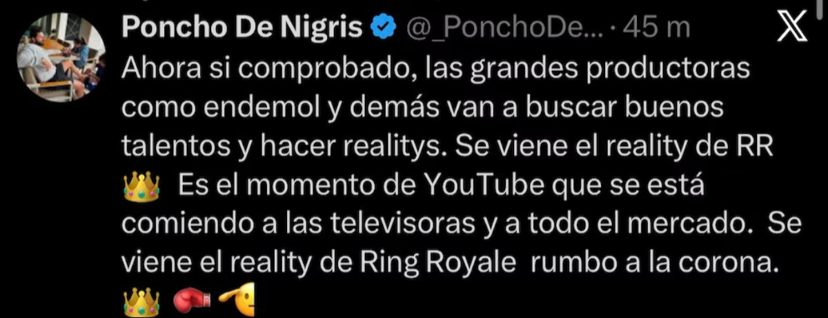 Poncho de Nigris anuncia el reality show de "Ring Royale".