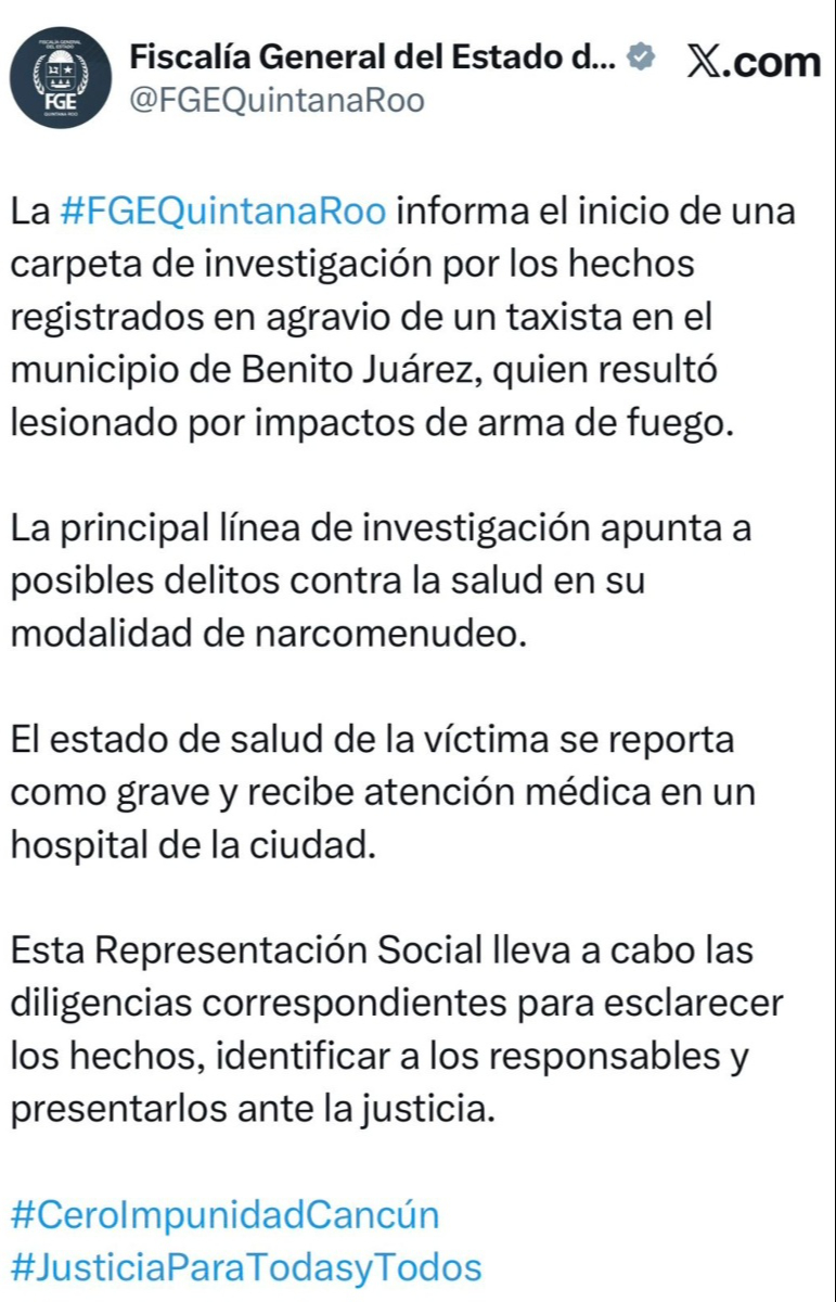 FGE informa sobre la carpeta de investigación.