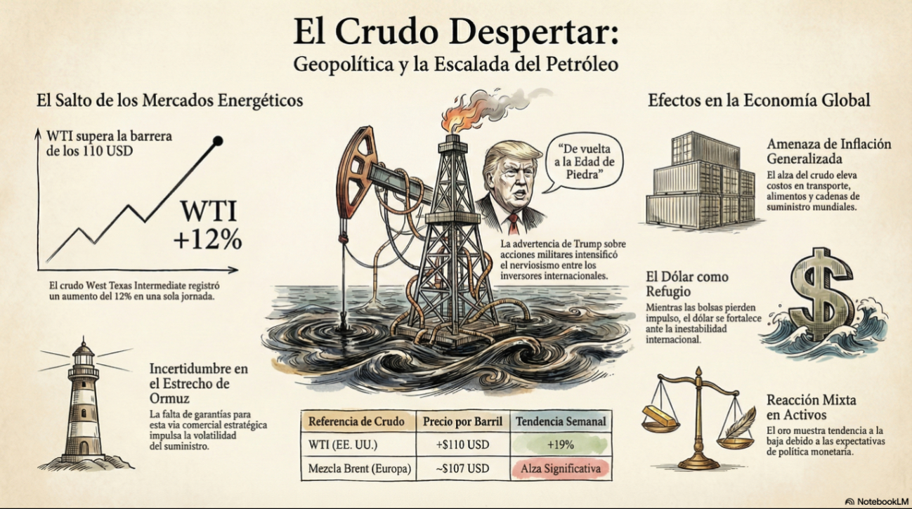 El aumento en el precio de petróleo responde principalmente a la incertidumbre sobre el suministro energético en medio del conflicto con Irán