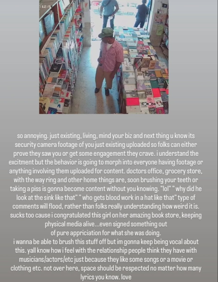 Tyler utilizó sus historias de Instagram para exponer su molestia.