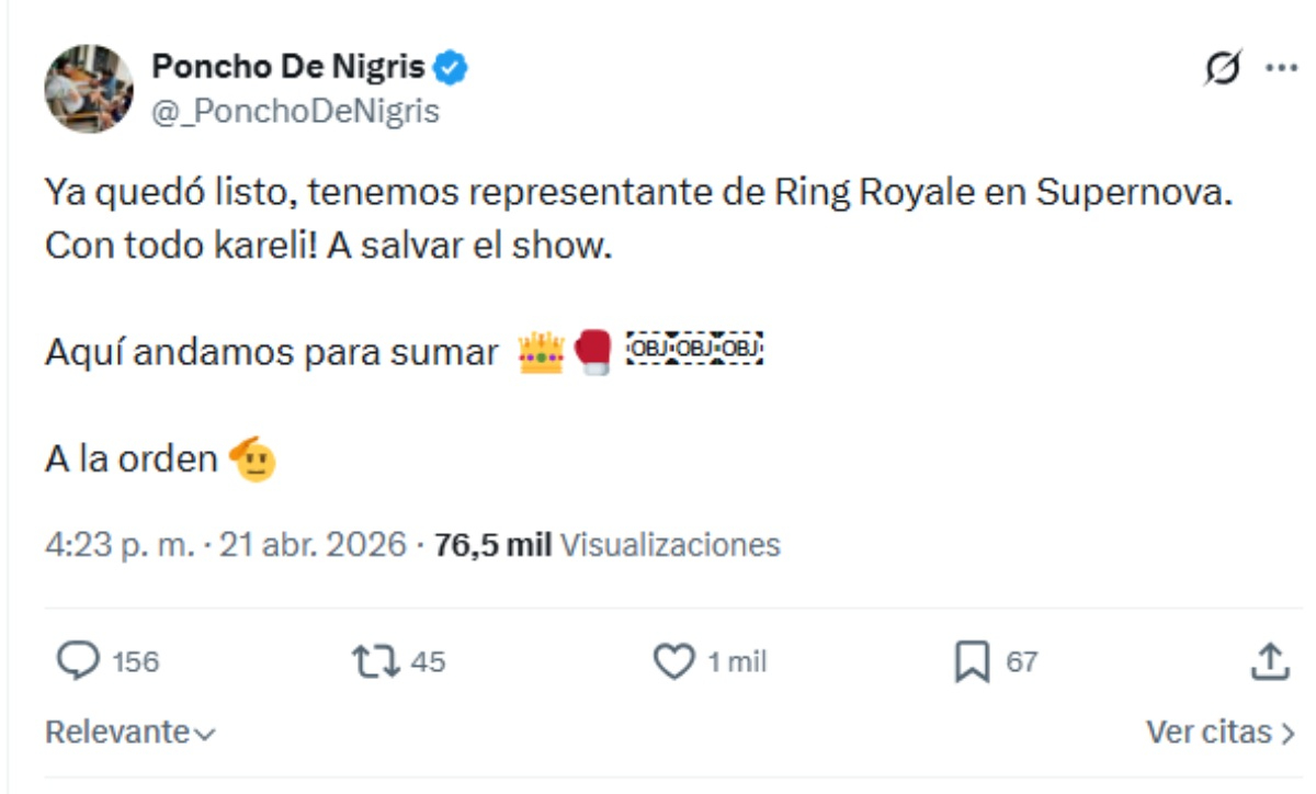 Poncho de Nigris en su cuenta de X.