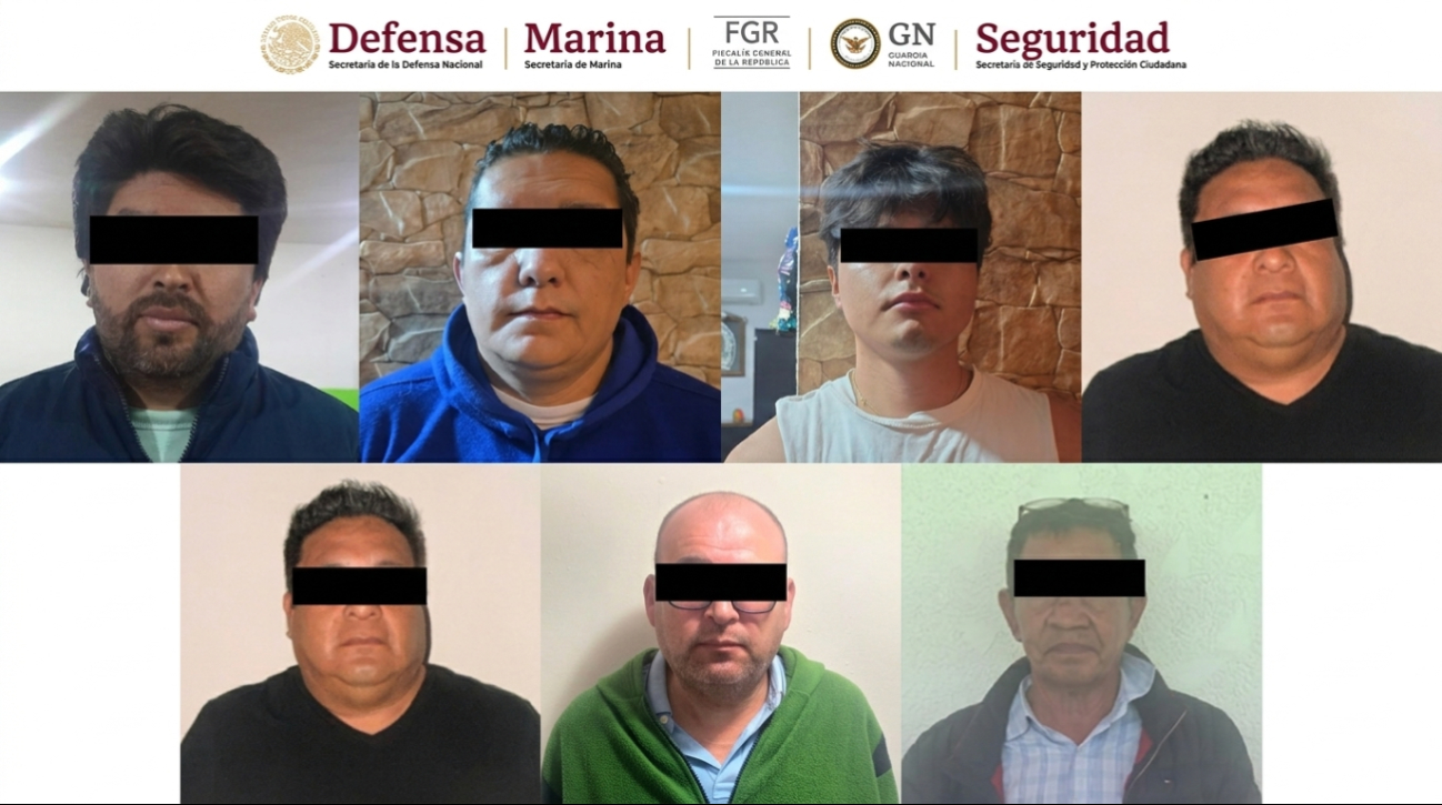 Siete personas fueron detenidas durante los cateos realizados en Estado de México e Hidalgo, incluidos operadores clave de la red