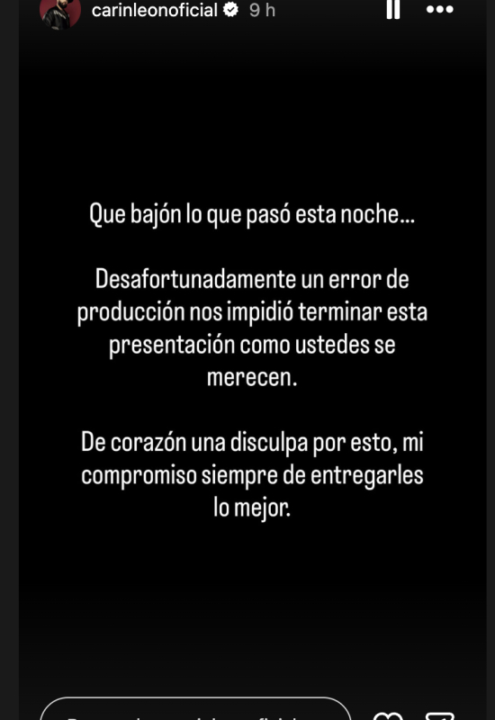 Carin se disculpa en redes