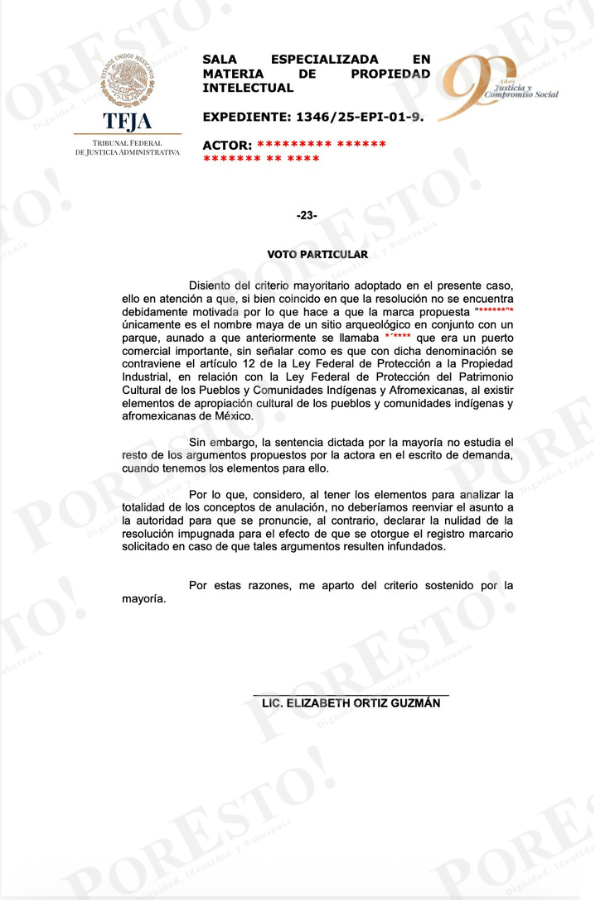 La Sala Especializada en Materia de Propiedad Intelectual publicó, el 30 de marzo del 2026, el expediente 1346/25-EPI-01-9, que tenía como fecha de presentación ante el Tribunal Federal de Justicia Administrativa, el 4 de agosto del 2025