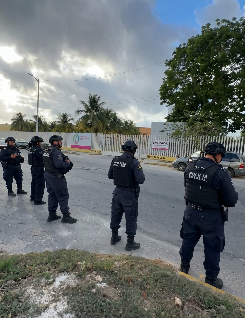 Elementos de la Secretaría de Seguridad Ciudadana desplegaron un operativo en el acceso a Chetumal para evitar el bloqueo