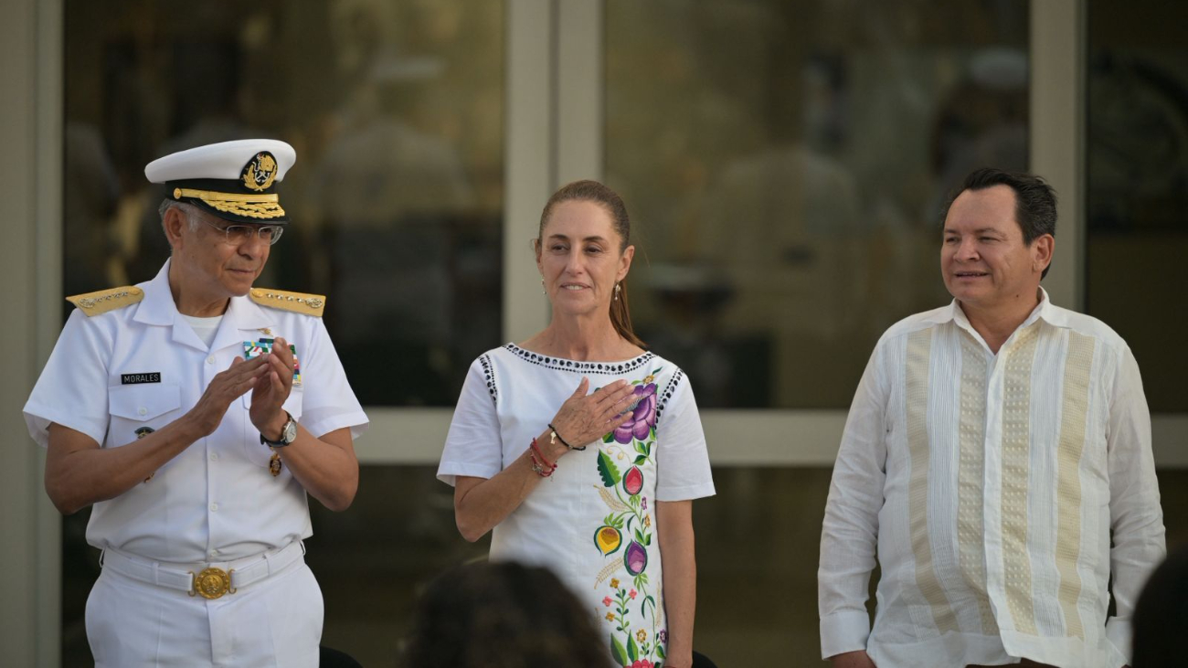 Claudia Sheinbaum inaugura Hospital Naval de Yucalpetén en Progreso