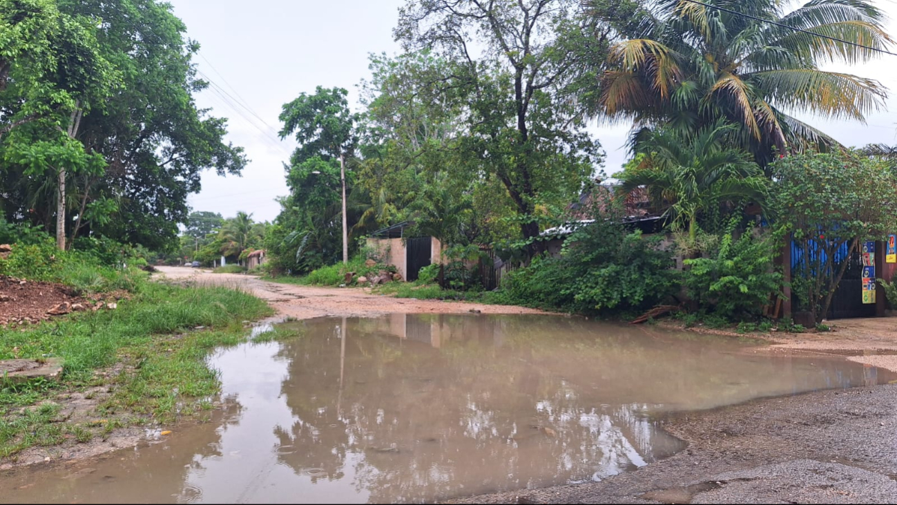 En diferentes accesos a calles se han reportado grandes acumulaciones de agua