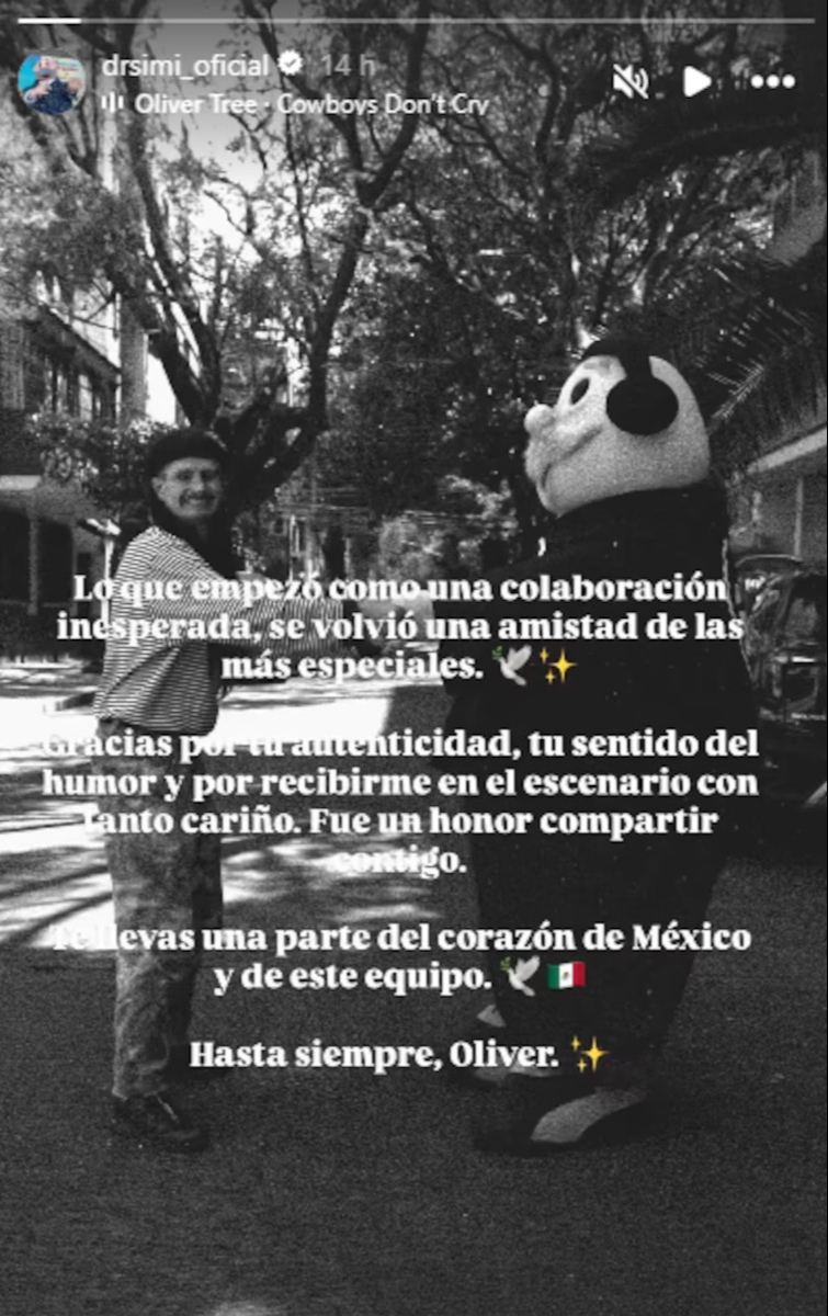 Dr. Simi se despide de Oliver Tree en su cuenta de Instagram.