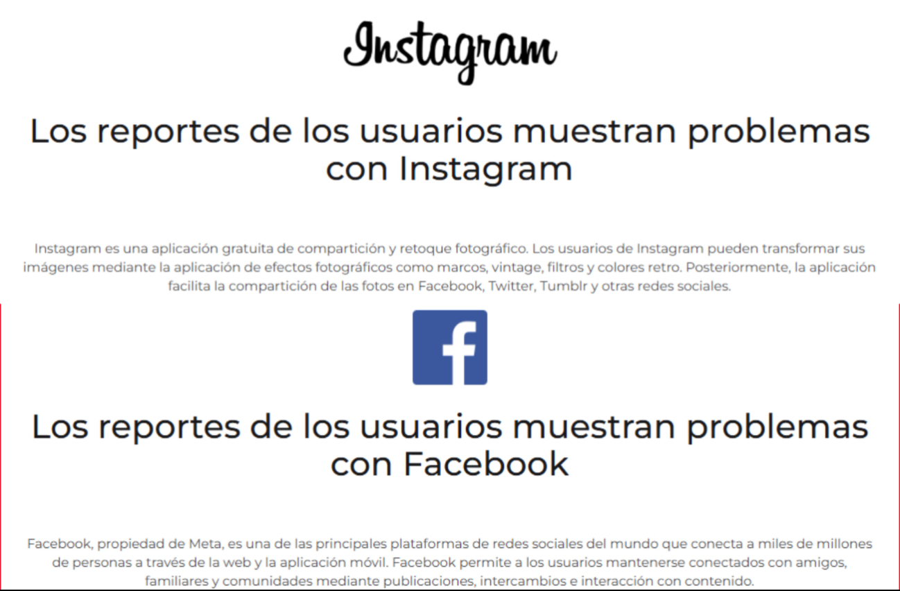 Downdetector reporta fallas en Instagram y Facebook.