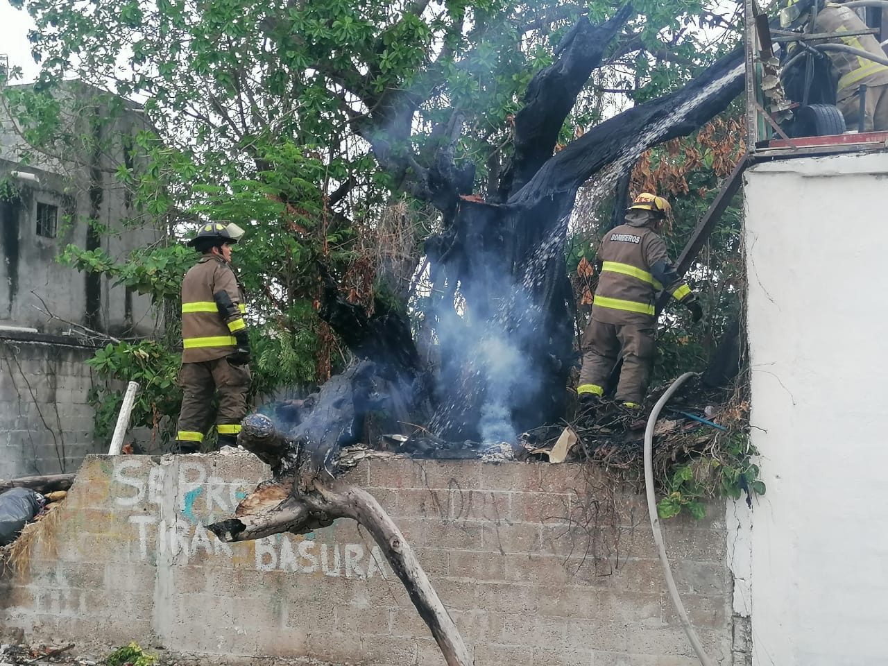 Vecinos de la Supermanzana 64 denuncian incendios recurrentes en un terreno baldío.